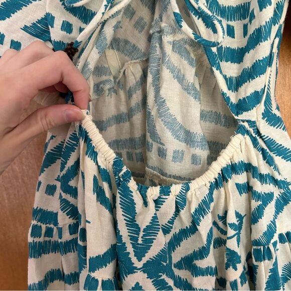 Omika Ila Mini Dress Puff Sleeves Pockets in Jolie Lagoon Size XS Vacation - Picture 12 of 15